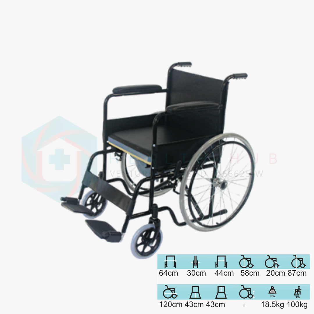 16 STEEL COMMODE WHEELCHAIR - Image 1